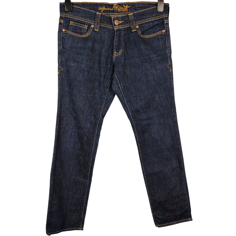 Old Navy Womens SZ 8 Special Edition Jeans Dark Wash Cotton Blend Indie Y2K
